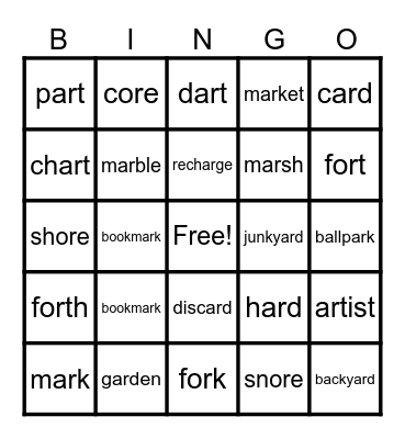 UFLI Lesson 79 Bingo Card