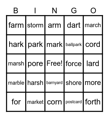 UFLI Lesson 79 Bingo Card