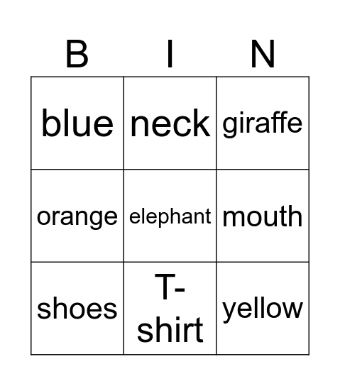 KIDS BOX 1 Bingo Card