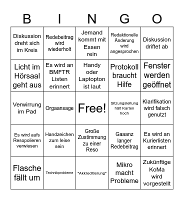 94. KoMa Plenum Bingo Card