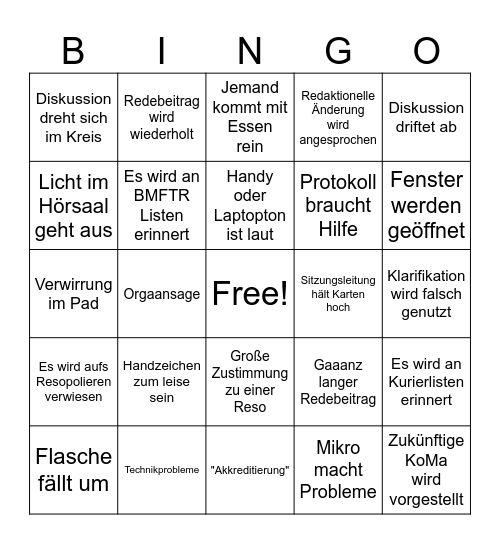 94. KoMa Plenum Bingo Card