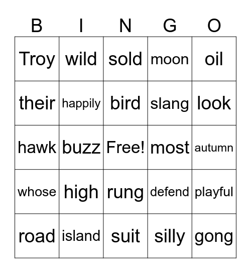 Jagger's Bingo Card Bingo Card