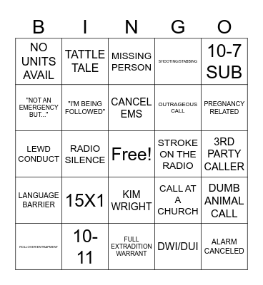 DISPATCH Bingo Card