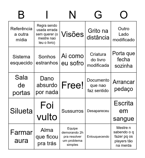 Rpg do cris Bingo Card
