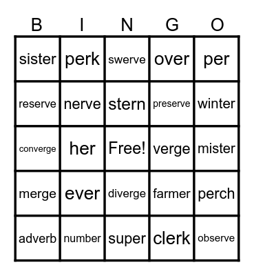 UFLI Lesson 80 Bingo Card