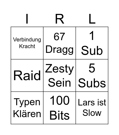 IRL Bingo Card