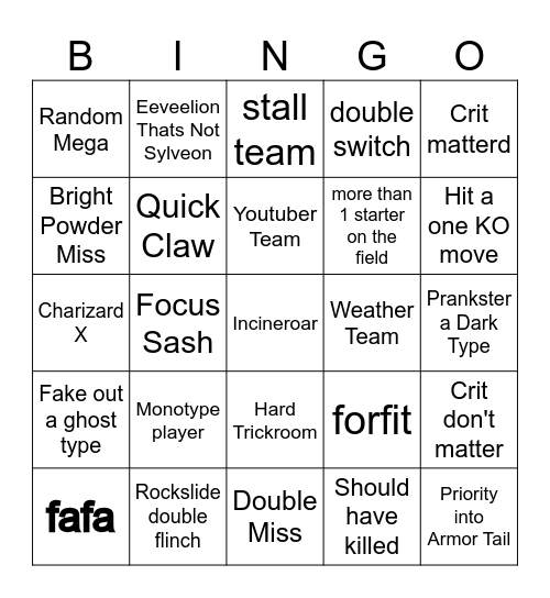 Pokemon Champions Double Bingo Card
