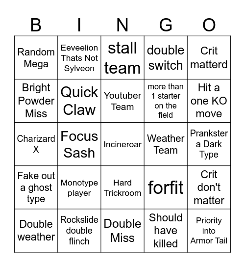 Pokemon Champions Double Bingo Card