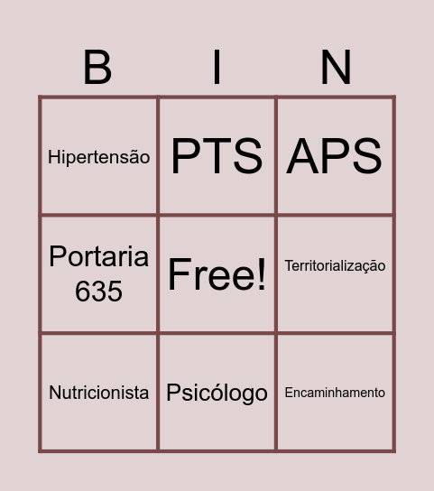 Bingo ESF Bingo Card