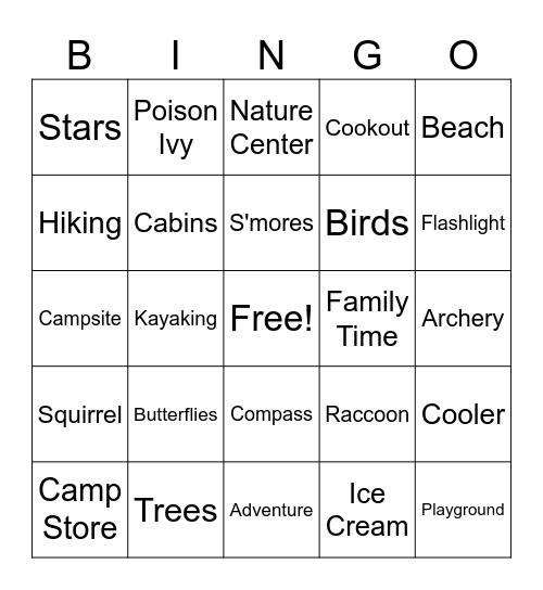 CAMPGROUND Bingo Card