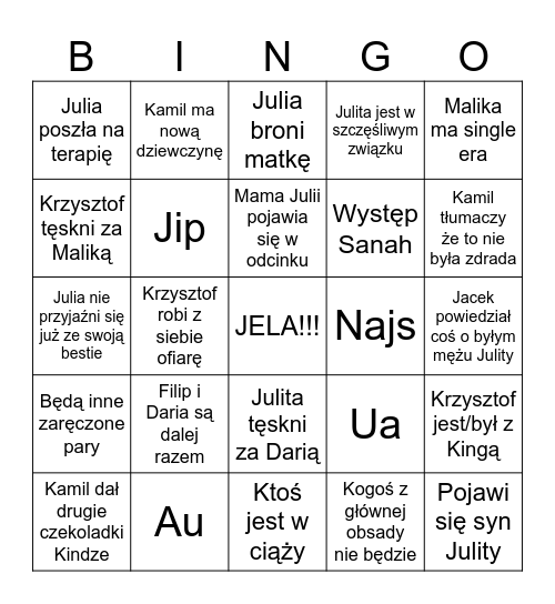 reunion Bingo Card