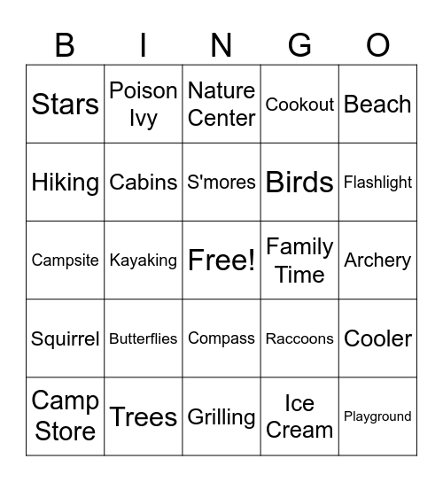 CAMPGROUND Bingo Card