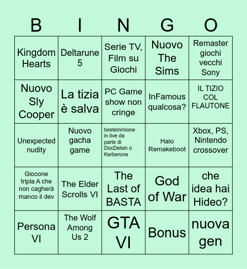 Summer Game Fest Bingo Card