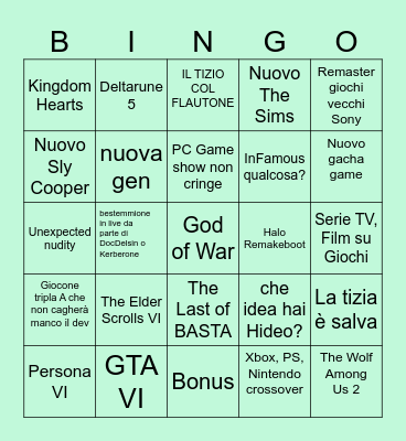 Summer Game Fest Bingo Card