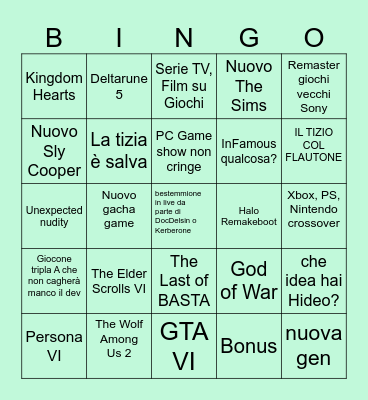 Summer Game Fest Bingo Card