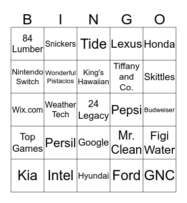 Jarn's Superbowl Bingo Card