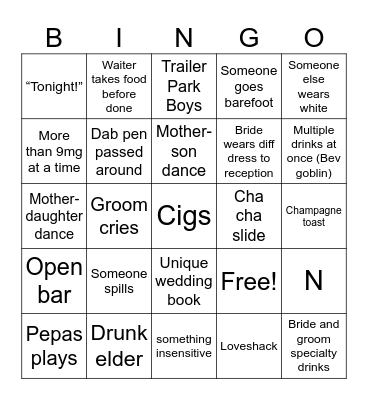 Wedding Bingo Card