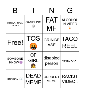 UNHINGED REEL BINGO Card