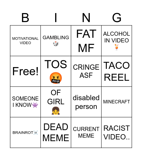 UNHINGED REEL BINGO Card