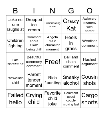 Wedding Bingo Card