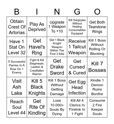 Dark Souls Bingo Race Bingo Card