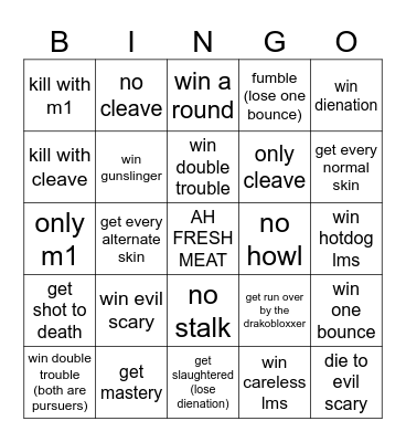 pursuer bingo board (AH FRESH MEAT) Bingo Card