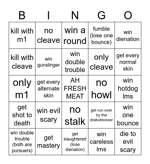 pursuer bingo board (AH FRESH MEAT) Bingo Card