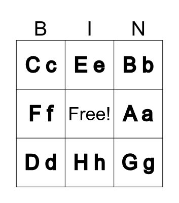 ABC Bingo Card