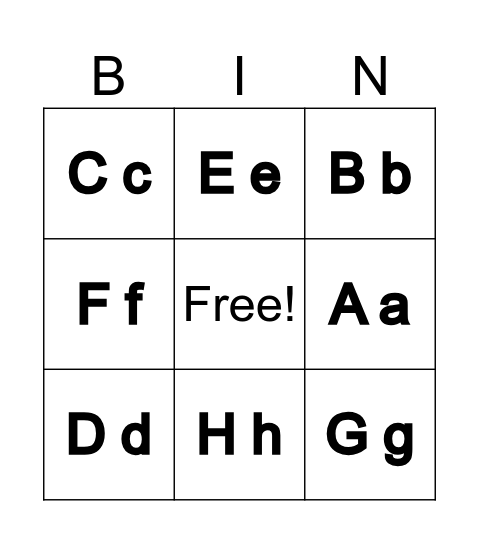 ABC Bingo Card