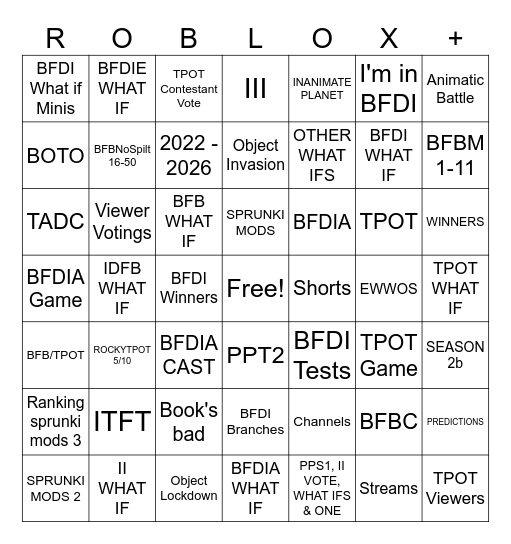 CheeseMayo & cringe Bingo Card