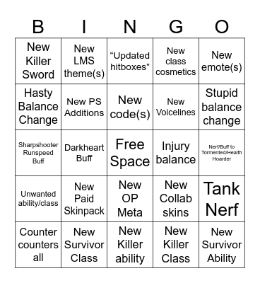 CC update bingo Card