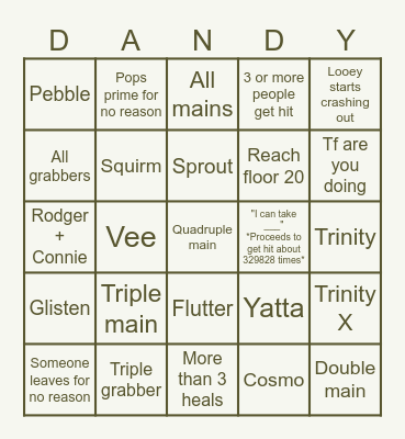 Dandy bingo Card
