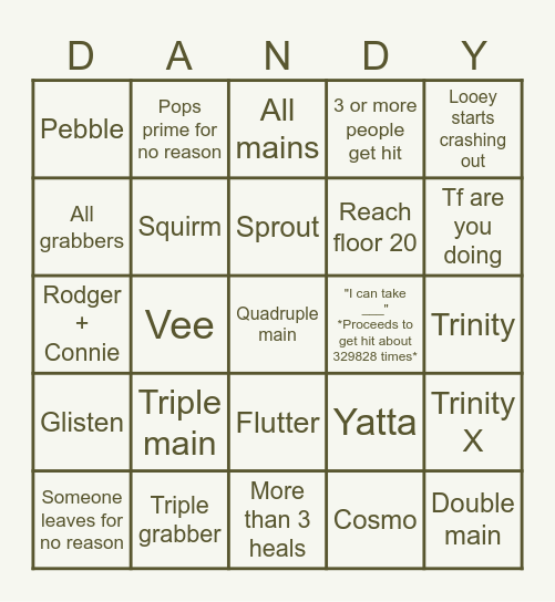 Dandy bingo Card