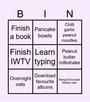 SUMMER BINGO Card