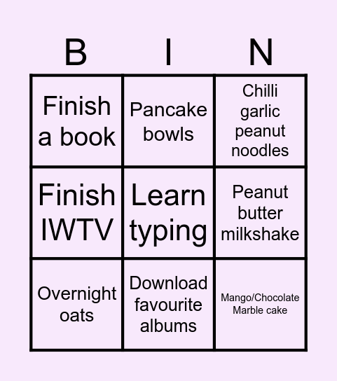 SUMMER BINGO Card
