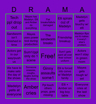 Backstage/Tech Bingo Card Bingo Card