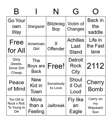 Songs Turning 50 in 2026 Bingo Card