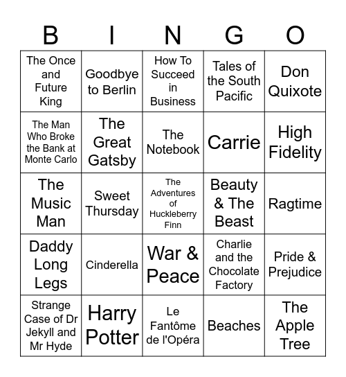 BOOK CLUB 16 BAR Bingo Card