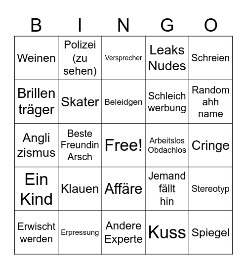 Hilf mir! Bingo Card