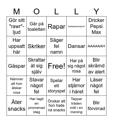 MOLLY Bingo Card