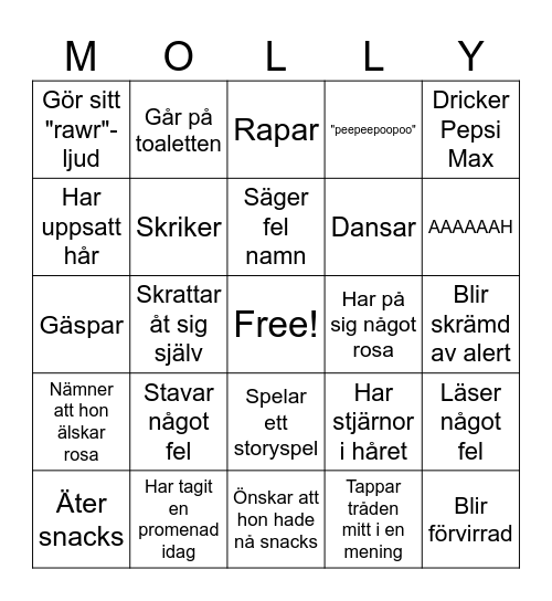 MOLLY Bingo Card