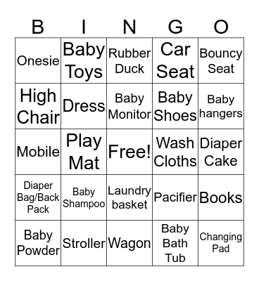 Baby Huston BINGO Card