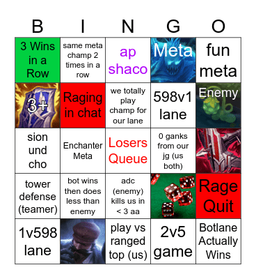 league bingo Card
