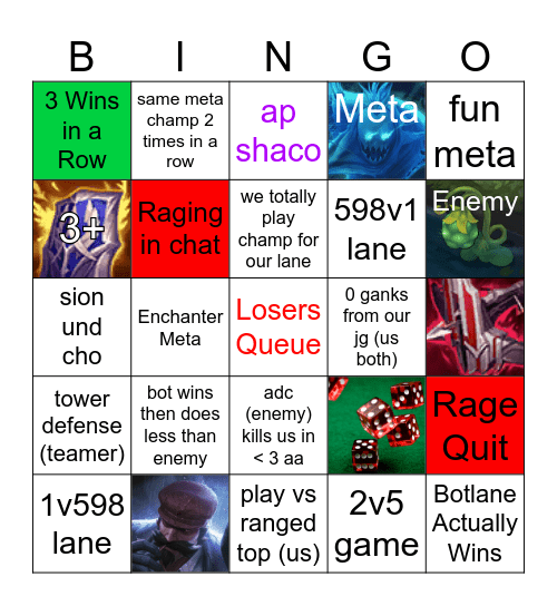 league bingo Card