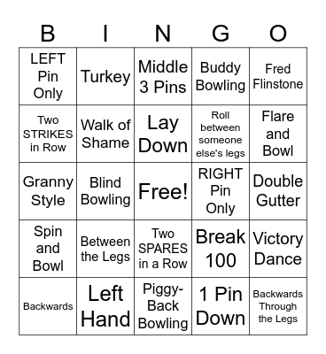 Family Bowling Bingo Card