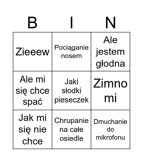 Borowowikowy Szał Bingo Card