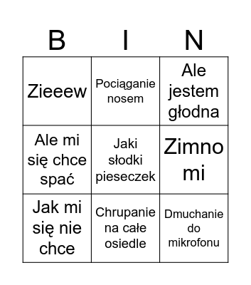 Borowowikowy Szał Bingo Card