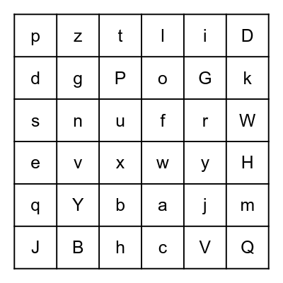 alphabet Bingo Card