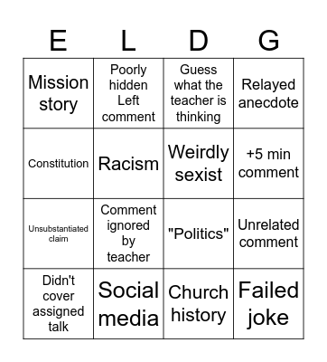 Quorum Bingo Card