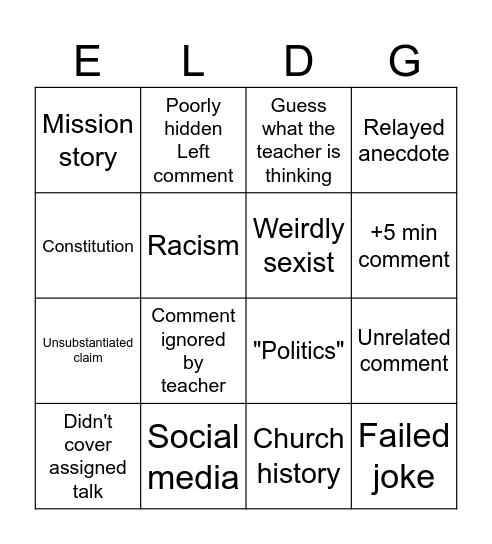 Quorum Bingo Card